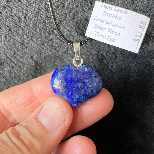 Lapis Lazuli Puffy Heart Necklace WN-0230