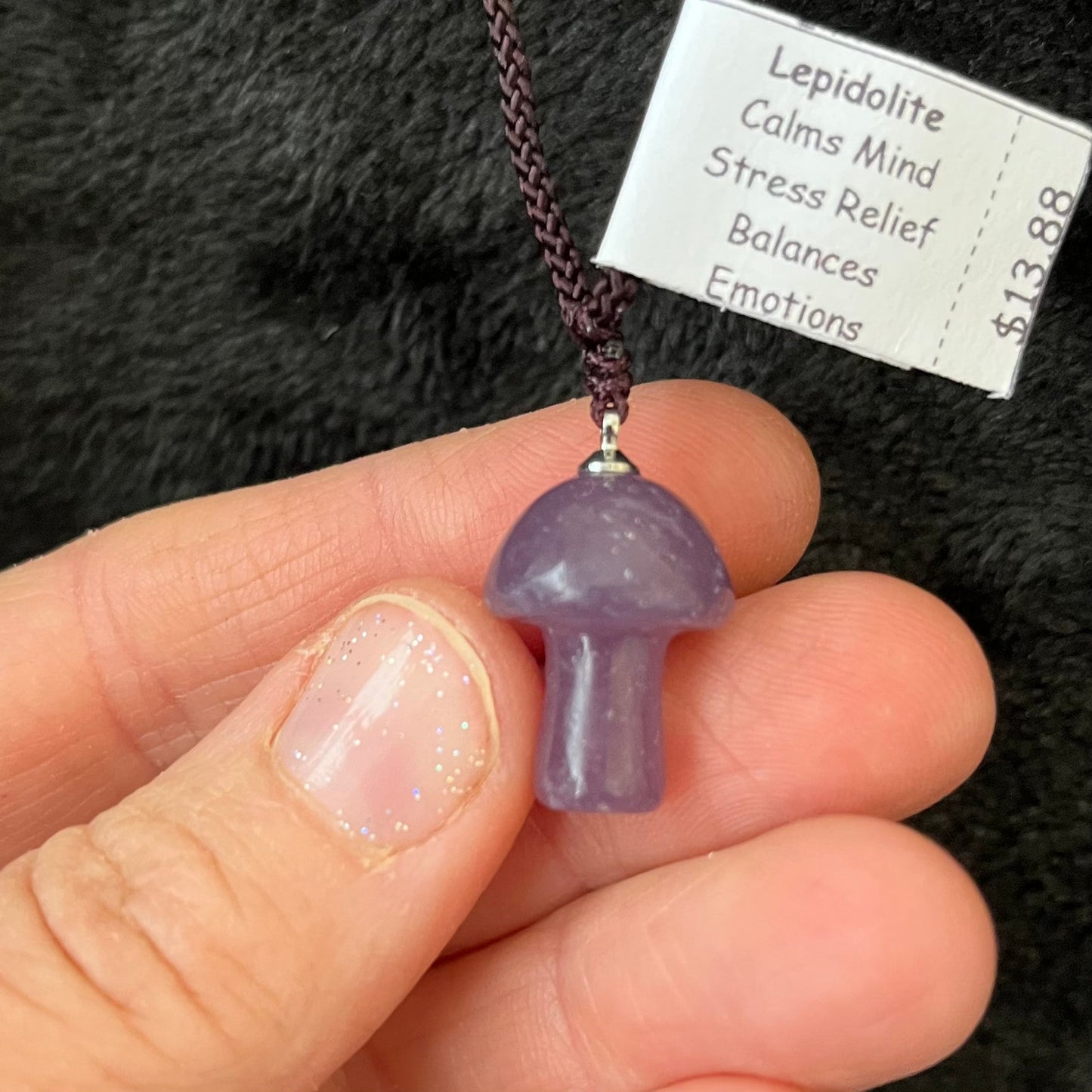 Lepidolite Mushroom Necklace WN-0171