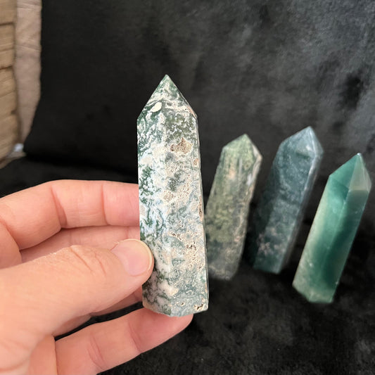 Moss Agate Obelisk, 1 pound,  WO-0052