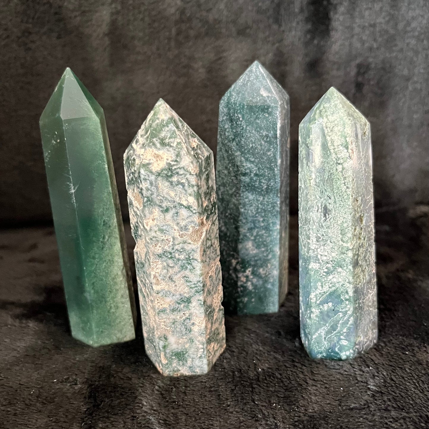 Moss Agate Obelisk, 1 pound,  WO-0052