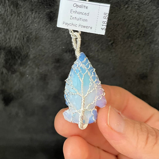 Opalite Arrowhead Tree Wire Wrapped Necklace WN-0273