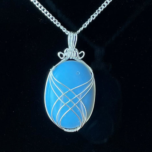 Opalite Fancy Wrap Wire Wrapped Necklace WN-0038