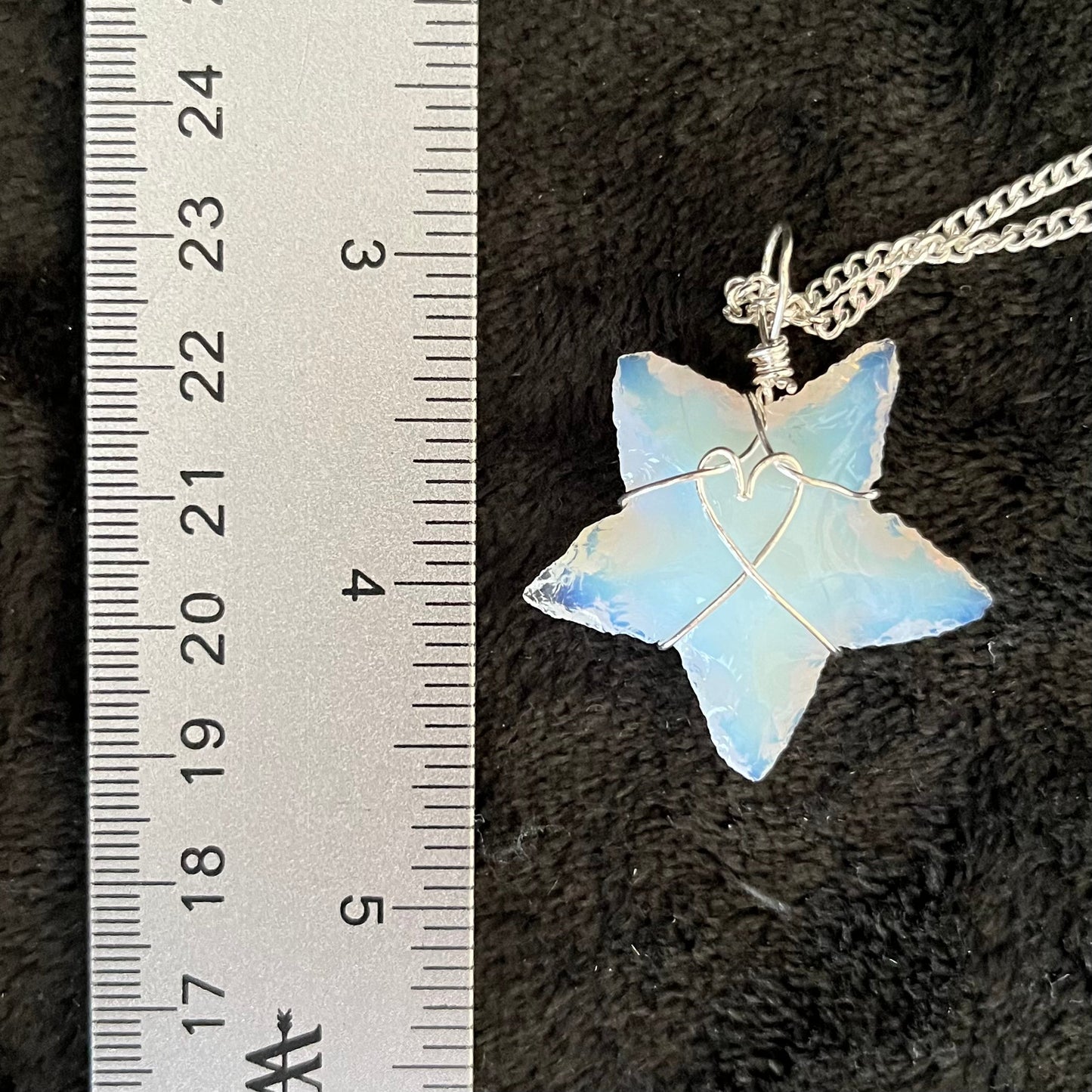 Opalite Knapped Star Wire Wrapped Necklace WN-0276