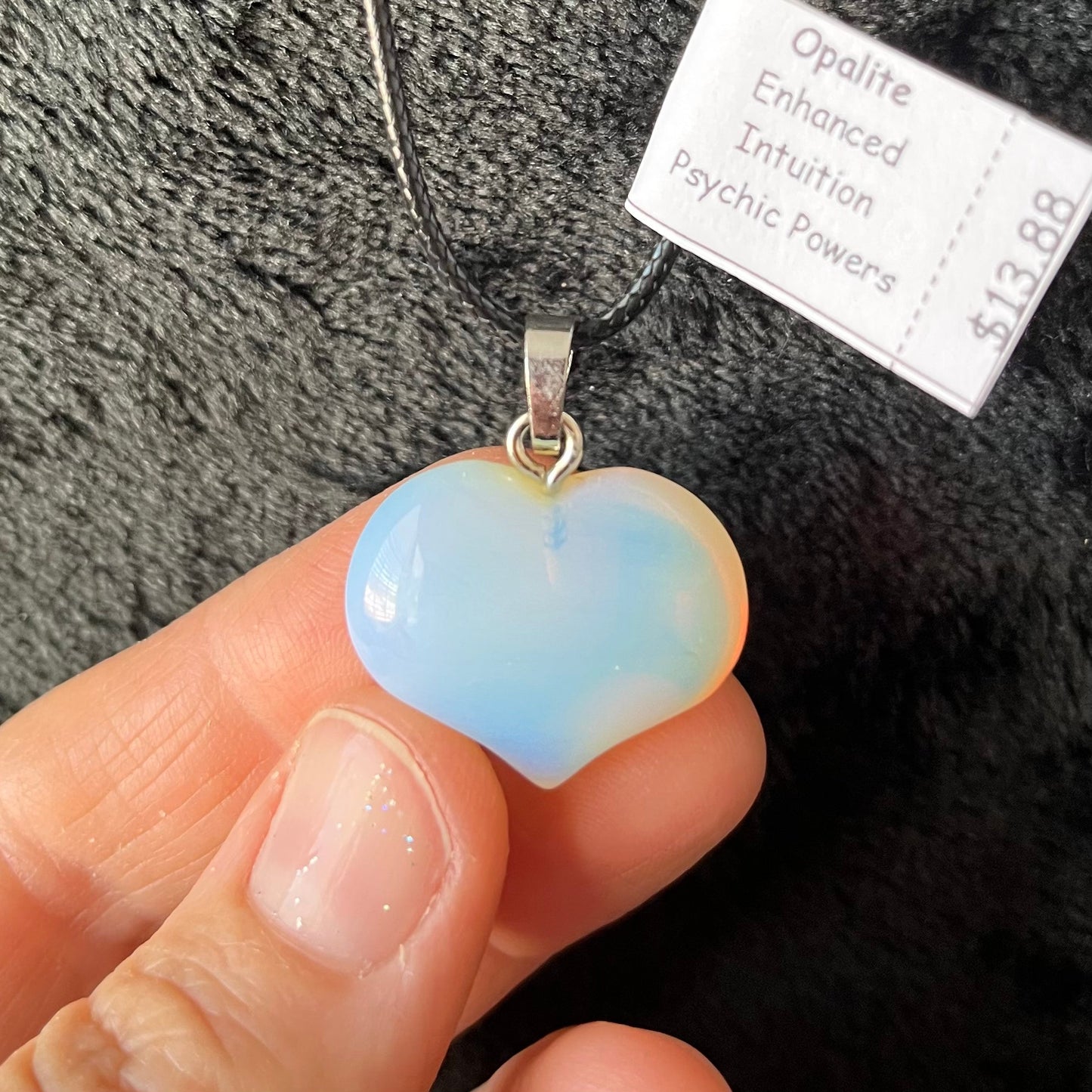 Opalite Puffy Heart Necklace WN-0260