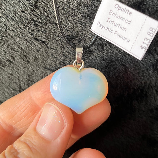 Opalite Puffy Heart Necklace WN-0260