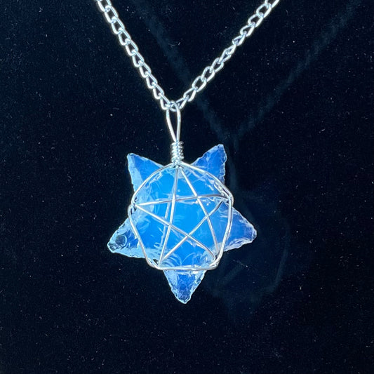 Opalite Star Wire Wrapped Necklace WN-0044