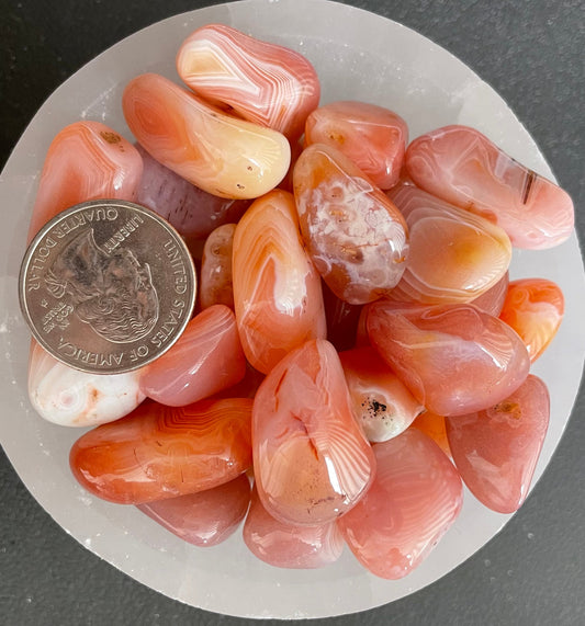 Peach Agate Tumbled Stone, 1 Pound Bag (Approx. 20-30 mm) WT-0102