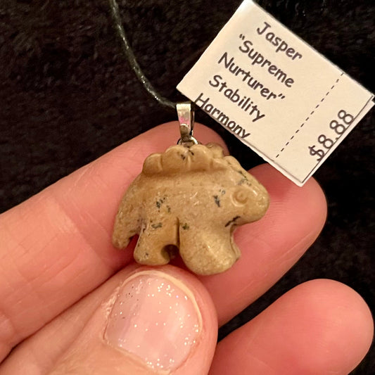 Picture Jasper Stegosaurus Dinosaur Necklace WN-0163