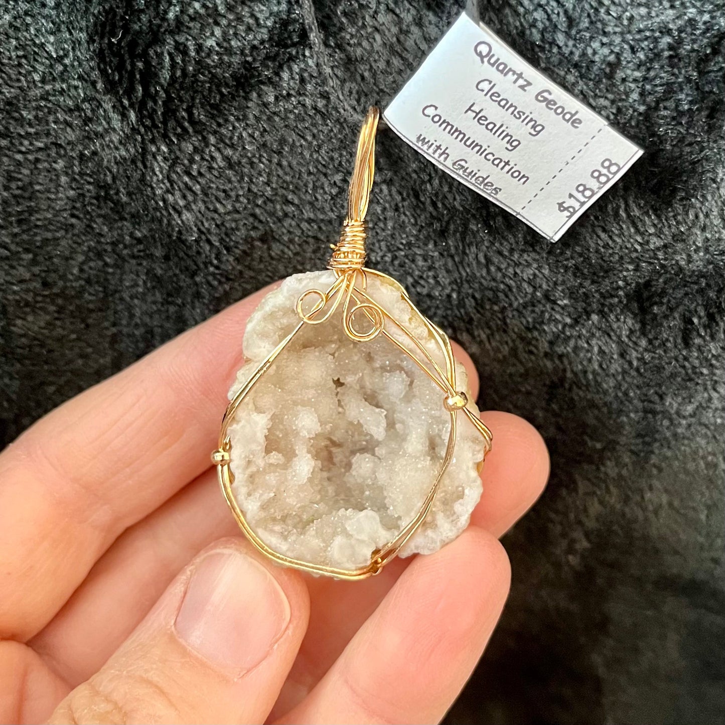 Quartz Geode Wire Wrapped Necklace WN-0090