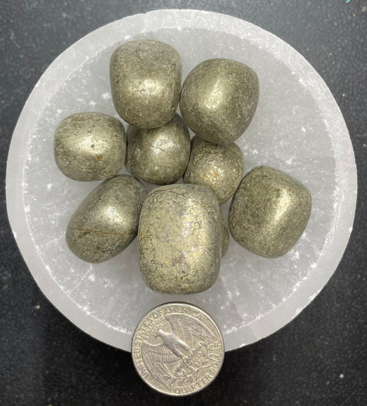 Pyrite Tumbled Stone, 1 Pound Bag (Approx. 20-35 mm) WT-0111