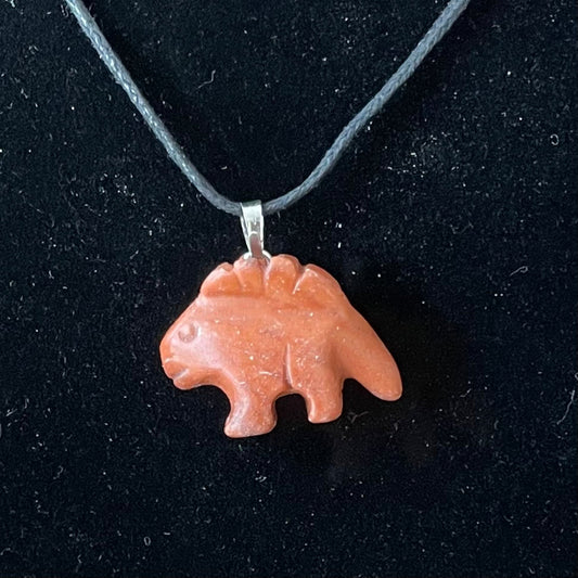 Red Jasper Stegosaurus Necklace WN-0048