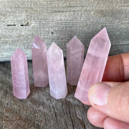 Rose Quartz Small Obelisk, Package of 5 (Approx. 1 3/4”) WO-0017