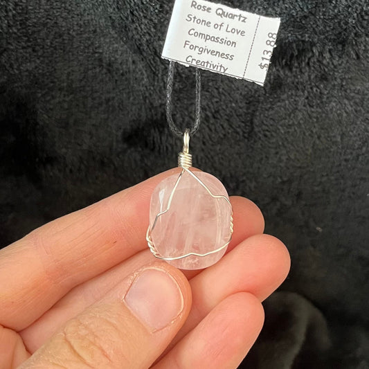 Rose Quartz Wire Wrapped Necklace WN-0081