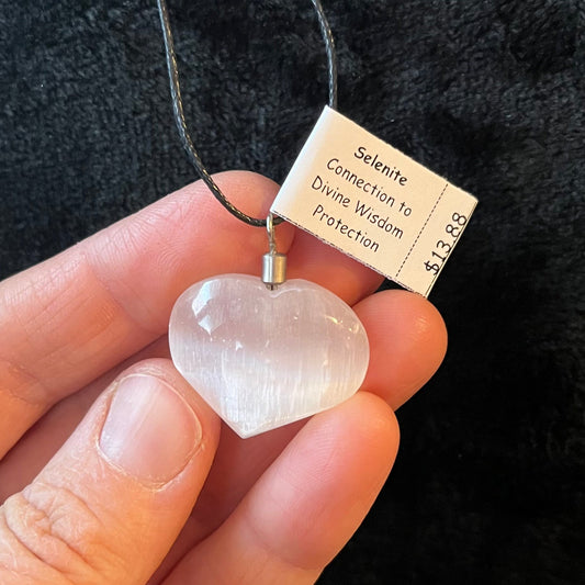 Selenite Heart Necklace WN-0084