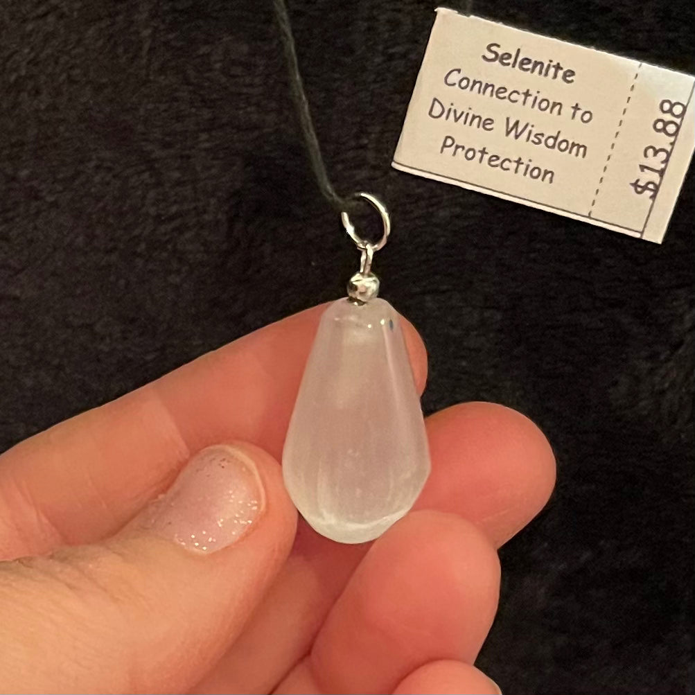 Selenite Tear Drop Necklace WN-0157