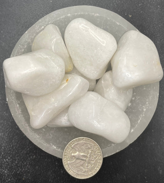 Snow Quartz Tumbled Stone , 1 Pound Bag (Approx. 20-35 mm) WT-0131