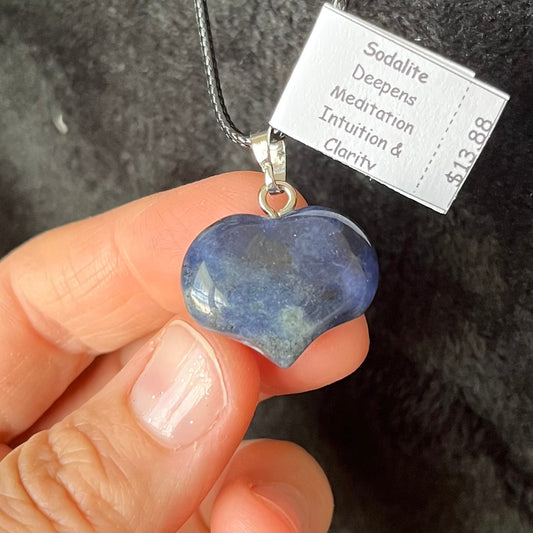 Sodalite Puffy Heart Necklace WN-0053