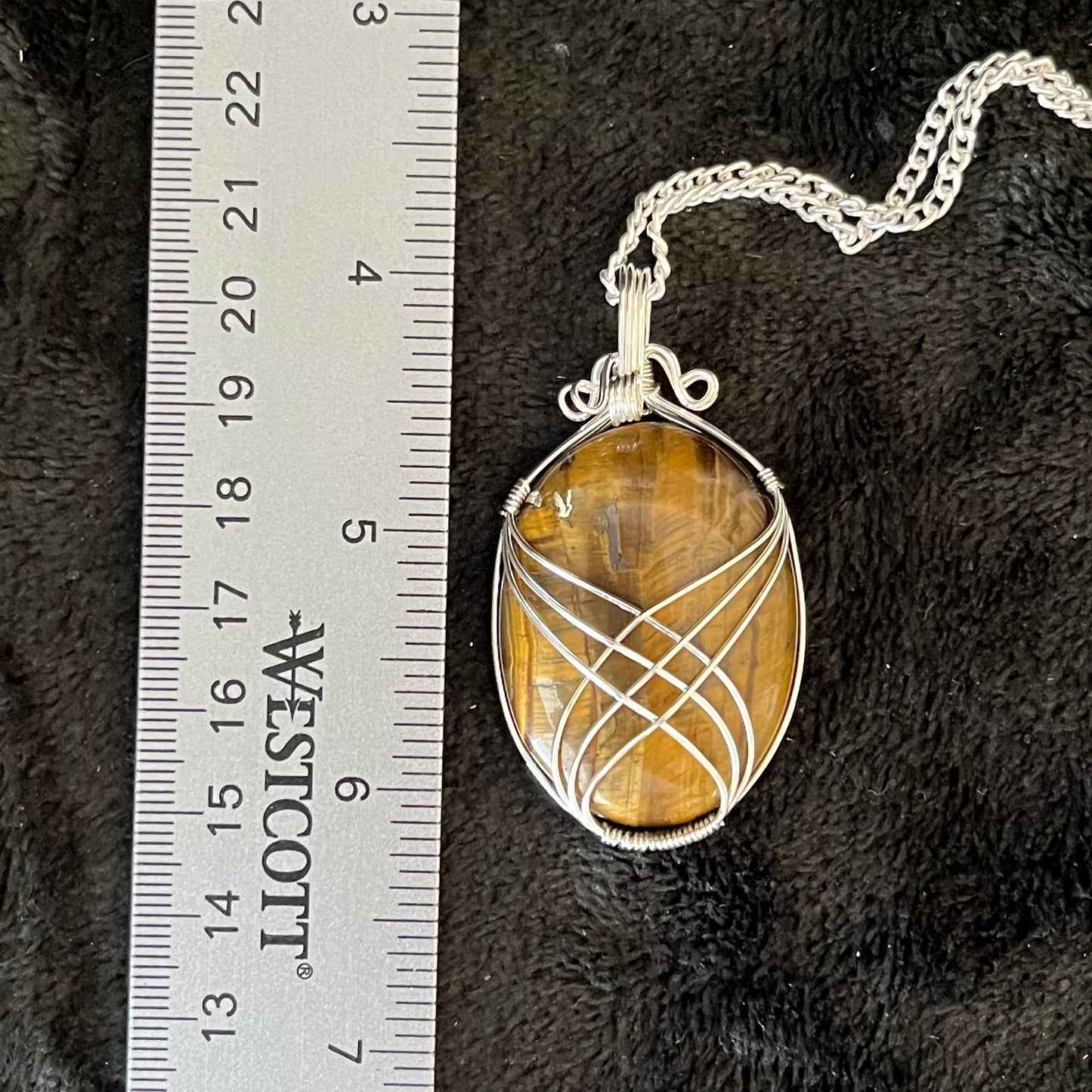 Tiger Eye Fancy Wrap Wire Wrapped Necklace WN-0275