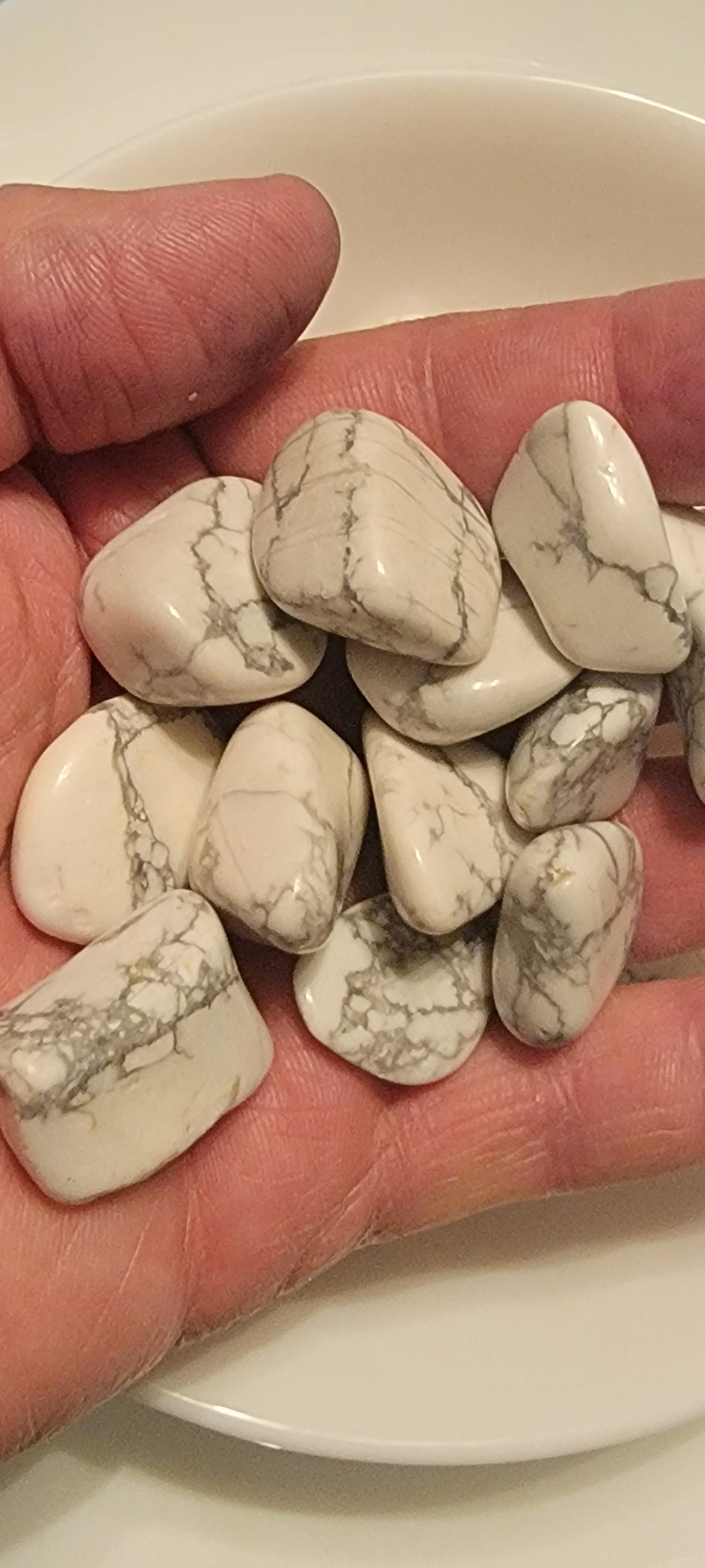 White Howlite Tumbled Stone, 1 Pound Bag (Approx. 20-30 mm) WT-0069