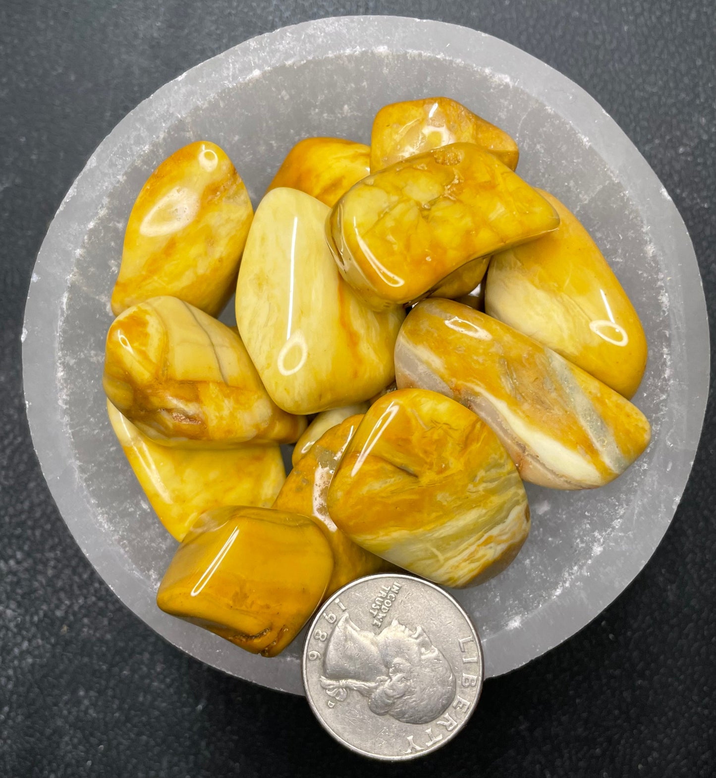 Yellow Jasper Tumbled Stone, 1 Pound Bag (Approx. 20-25 mm) WT-0150
