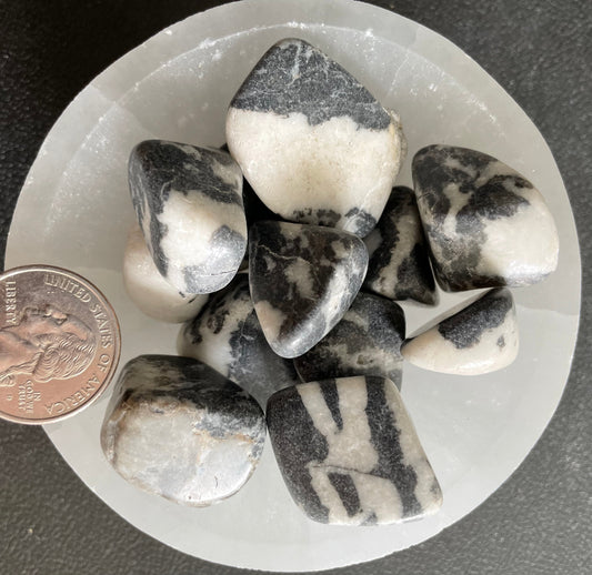 Zebra Quartz Tumbled Stone, 1 Pound Bag (Approx. 20-30 mm) WT-0153