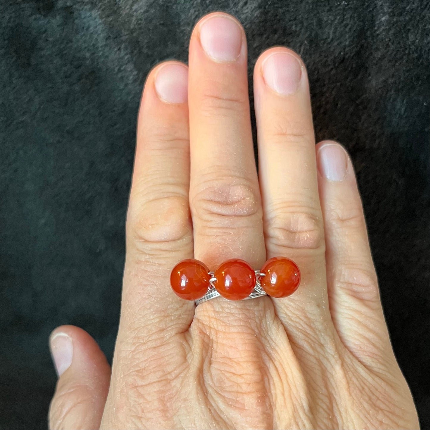 Carnelian Agate Wire Wrapped Ring (Size 8)  1182