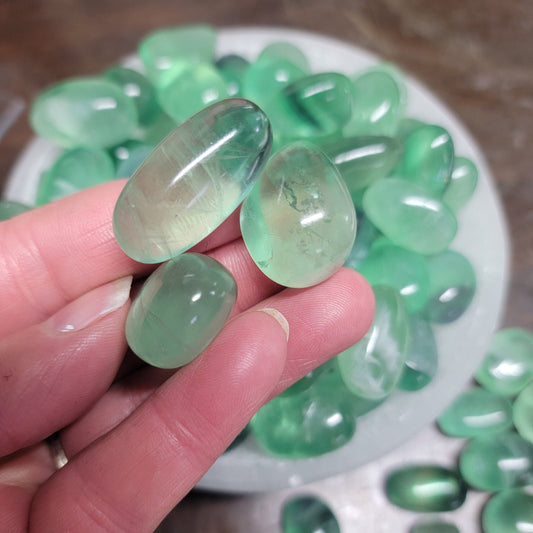 Green Fluorite Tumbled Stone, (Approx. 3/4" - 1 1/8")  Crown Chakra 1454