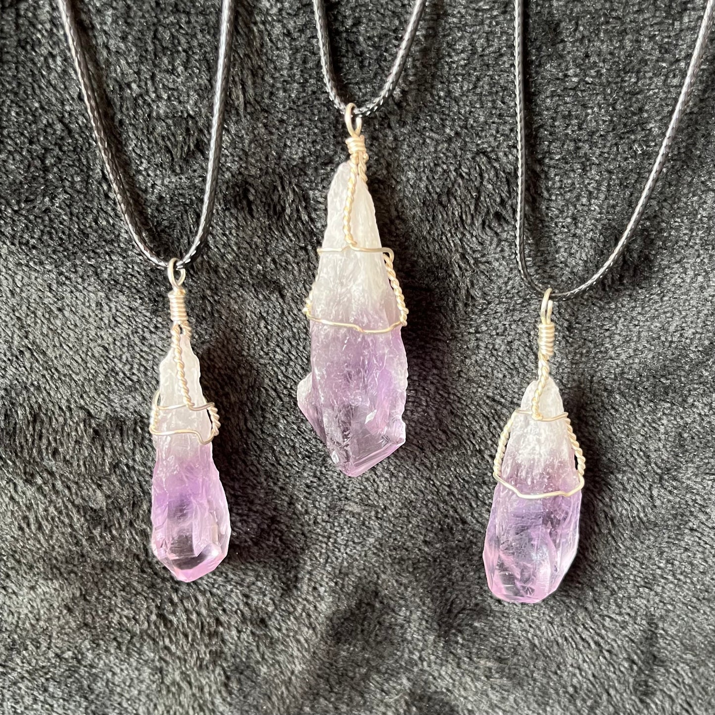 Amethyst Dragon’s Tooth Crystal Wire Wrapped Necklace NCK-2811