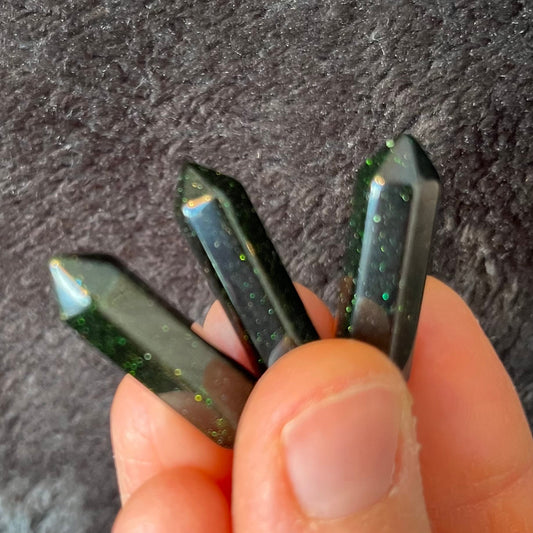 Green Goldstone Double Terminated Crystal Point (Approx. 1 1/4”) T-0083
