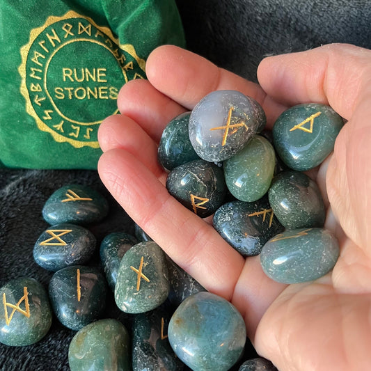 Moss Agate  25 Piece Rune Set KIT-0042