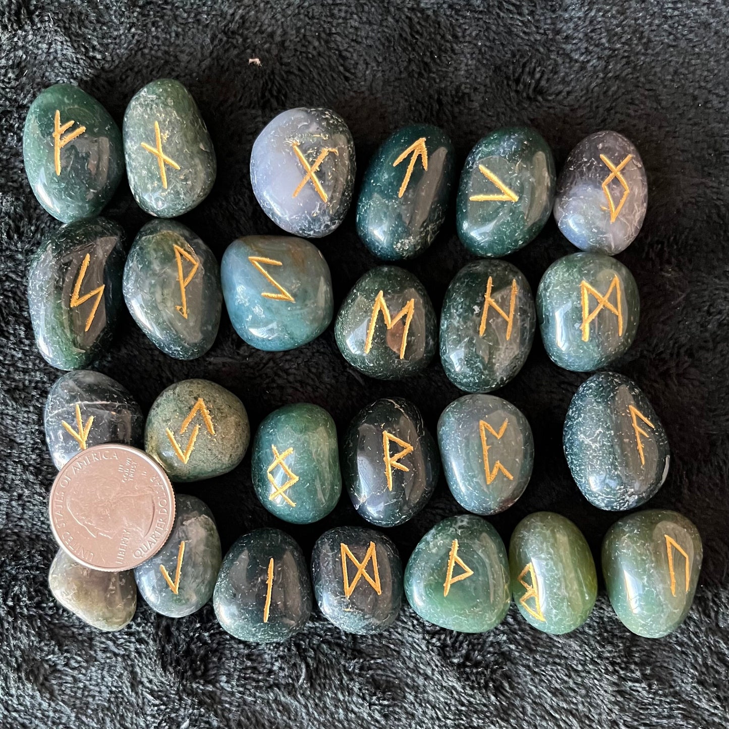 Moss Agate  25 Piece Rune Set KIT-0042