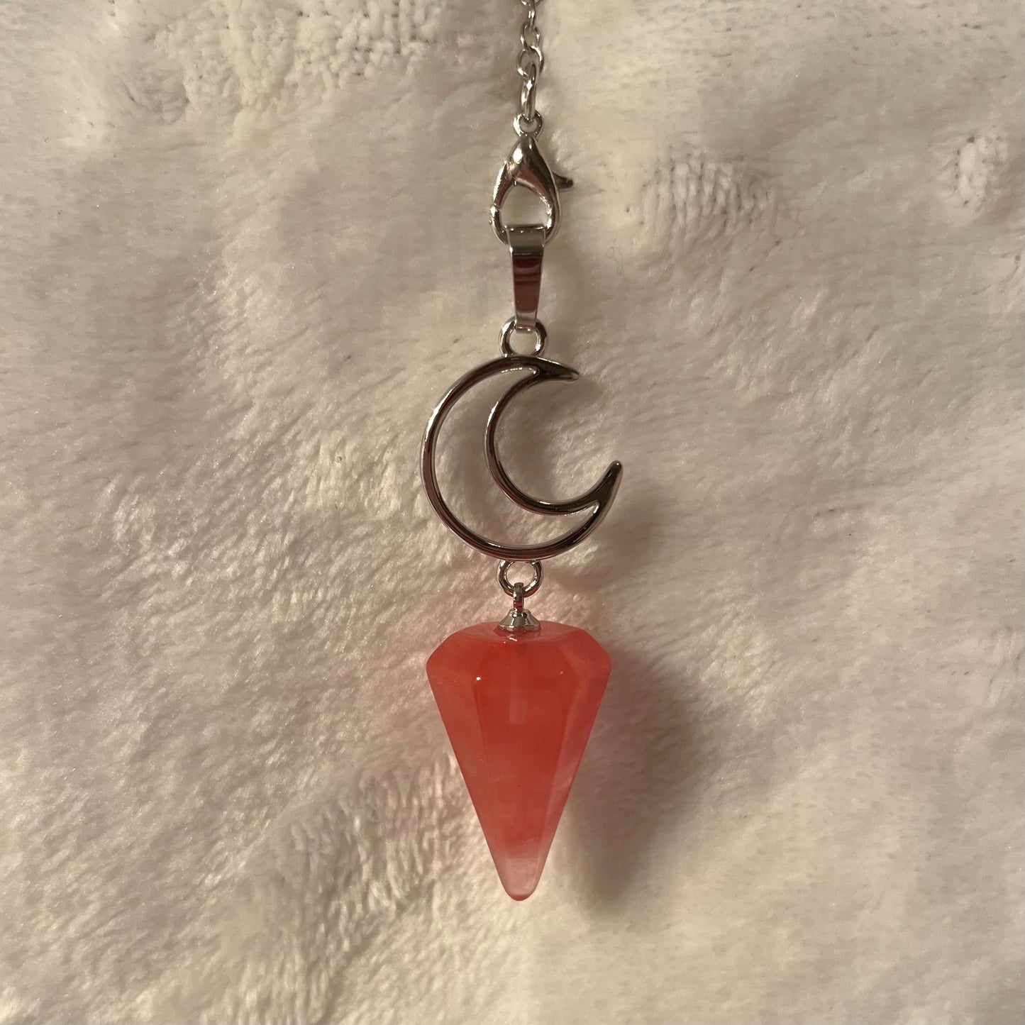 Cherry Quartz Moon Pendulum PND-0004