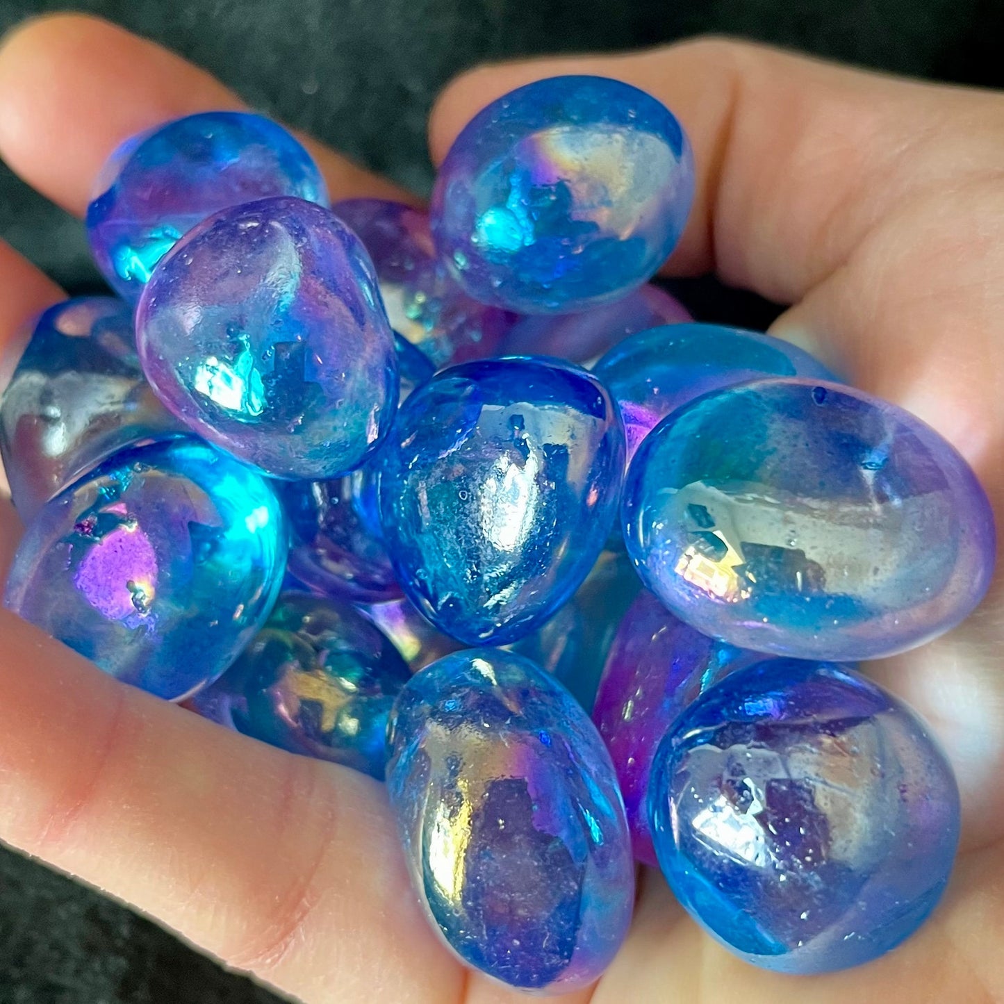 Dreamy Aura Quartz Tumbled Stone, Pink and Blue (Approx. 3/4” - 1”) 0325