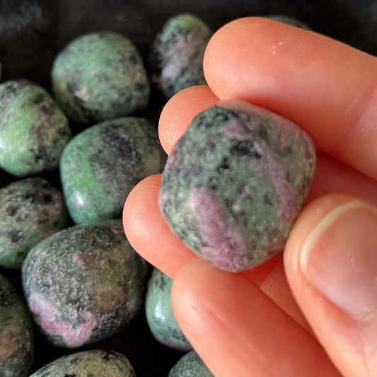 Ruby in Zoisite, 1 Pound Bag, Tumbled Stone (Approx. 7/8” - 1 1/4”) WT-0136