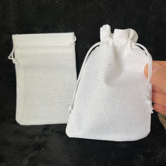 White Tweed Drawstring Bag (Approx. 4” x 6") BAG-0122