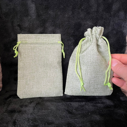 Sage Green Tweed Drawstring Bag (Approx. 4” x 6") BAG-0125