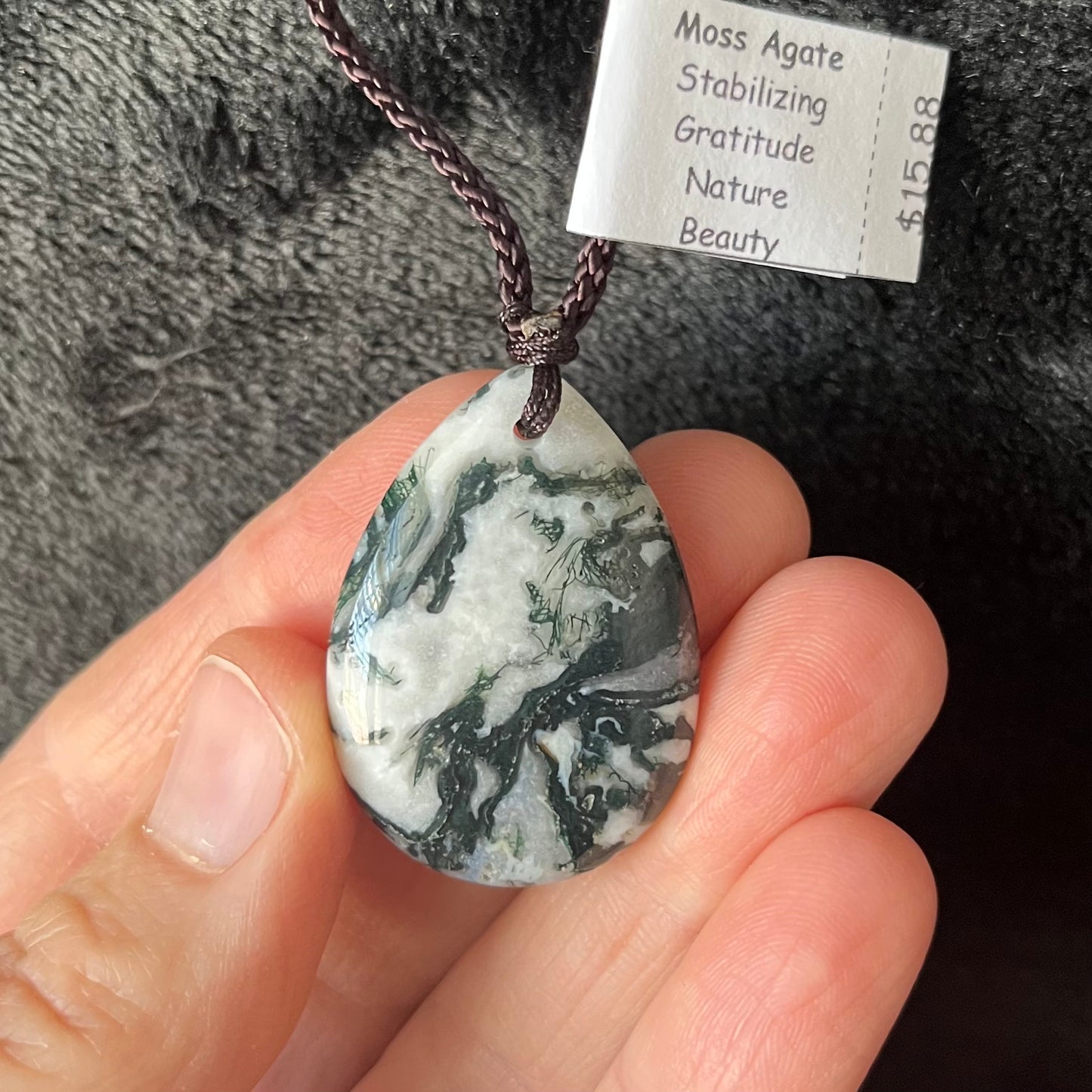 Moss Agate Teardrop Necklace NCK-3024