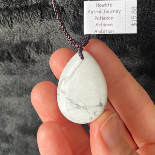 White Howlite Teardrop Necklace NCK-3007