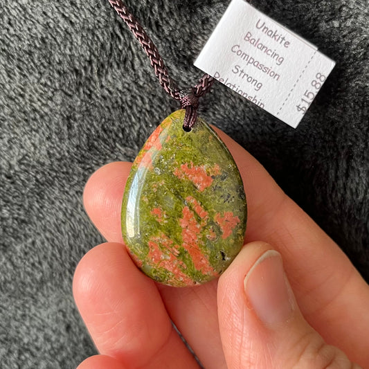 Unakite Jasper Teardrop Necklace NCK-3022