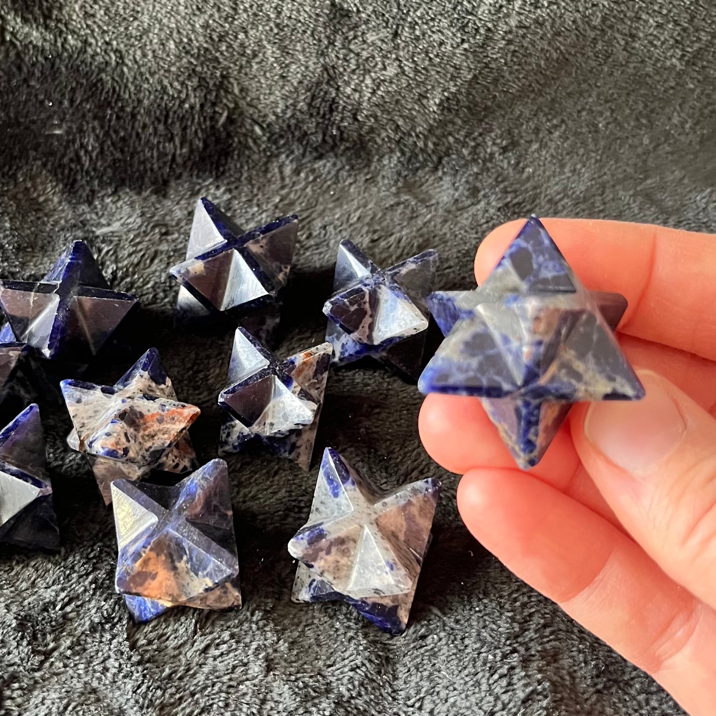 Sodalite Merkaba Stone Carving (Approx 1" - 1 1/8") 1725