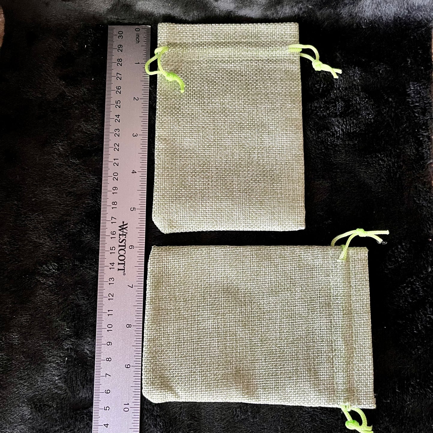 Sage Green Tweed Drawstring Bag (Approx. 4” x 6") BAG-0125