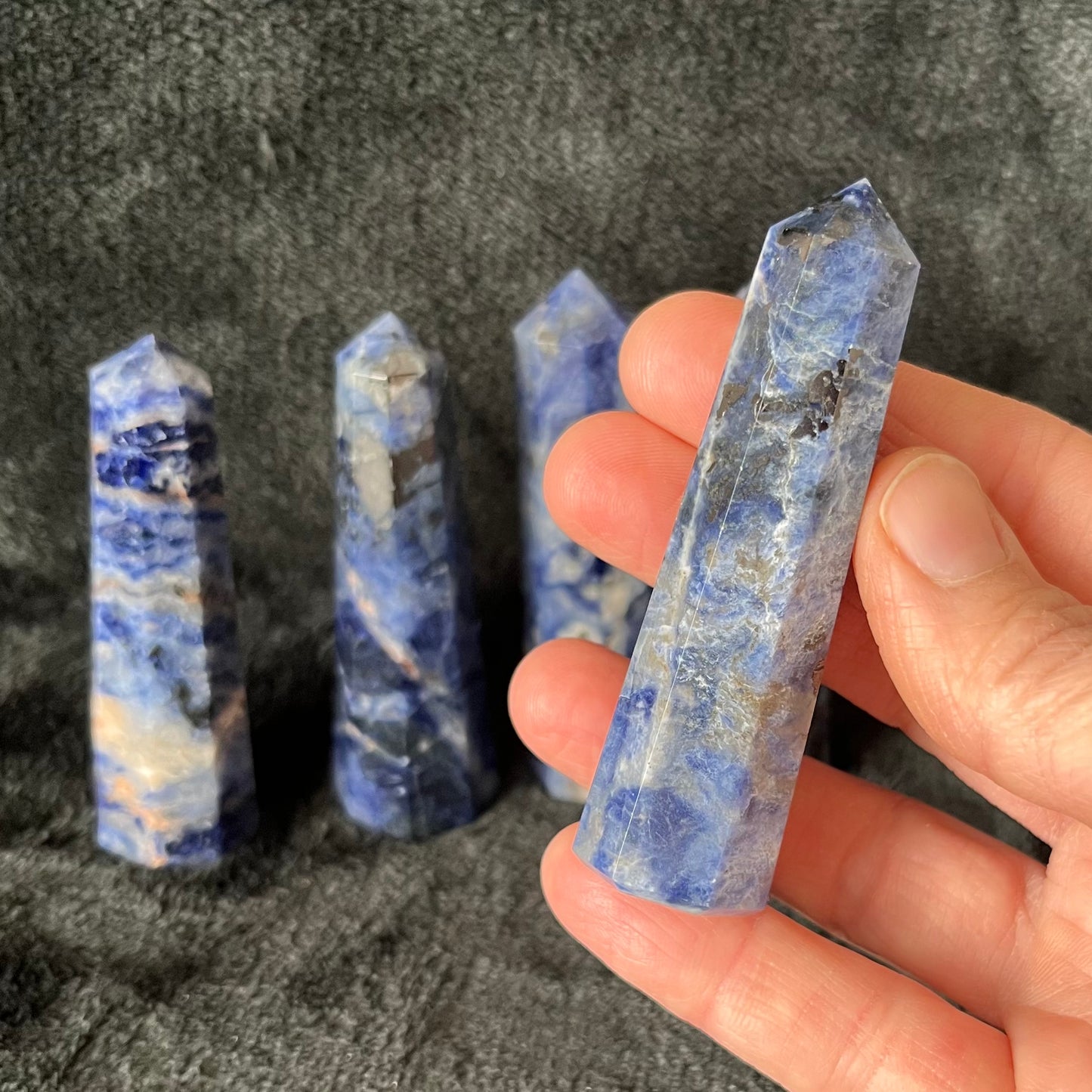 Sodalite 8-sided Obelisks (Approx. 2 3/4” - 3 1/4”) 0997