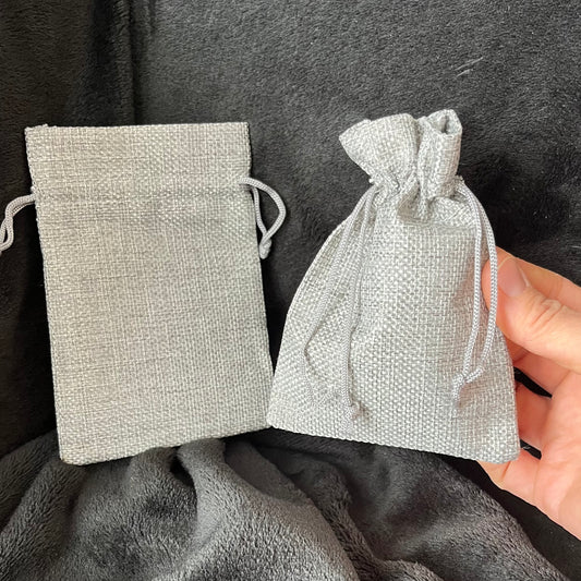 Gray Tweed Drawstring Bag (Approx. 4” x 6") BAG-0133