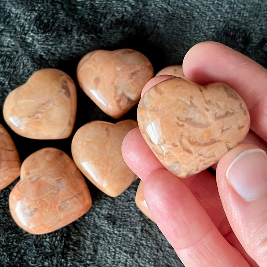 Peach Moonstone Puffy Heart (Approx. 1 1/4”) 1014