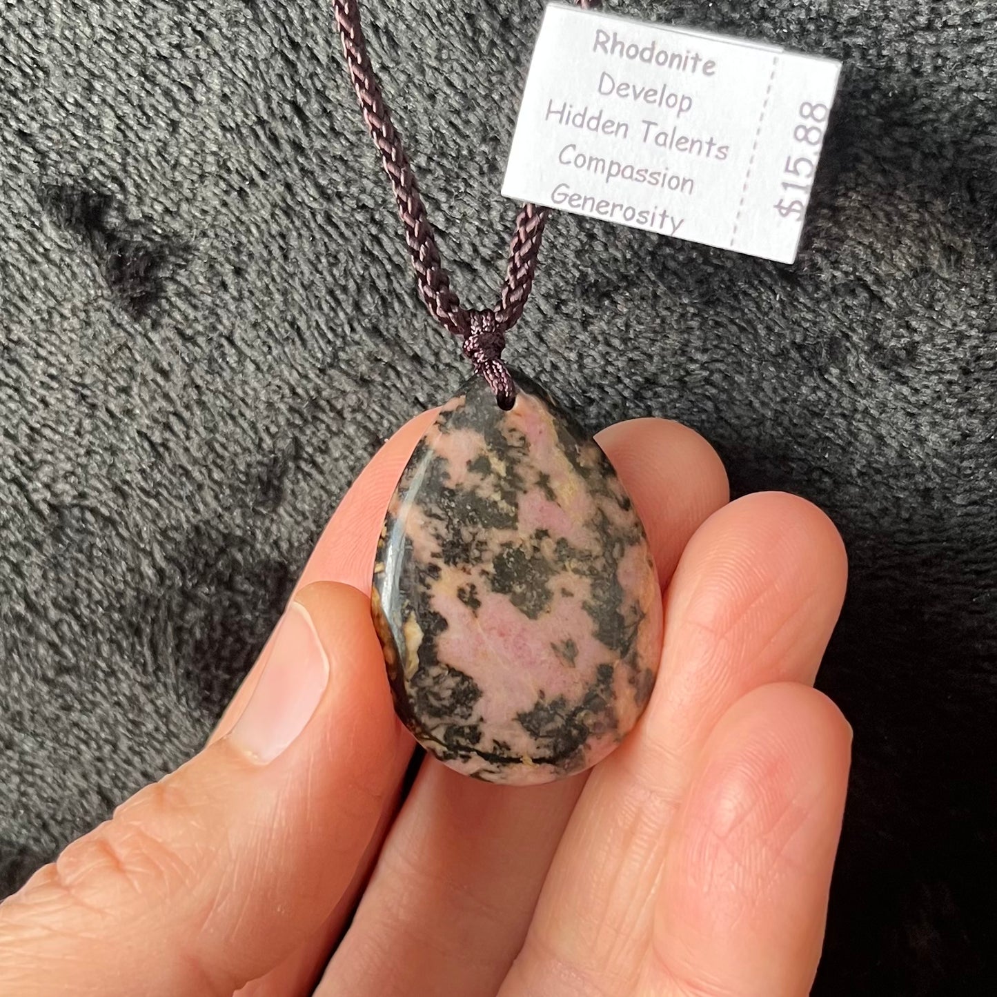 Rhodonite Teardrop Necklace NCK-3008