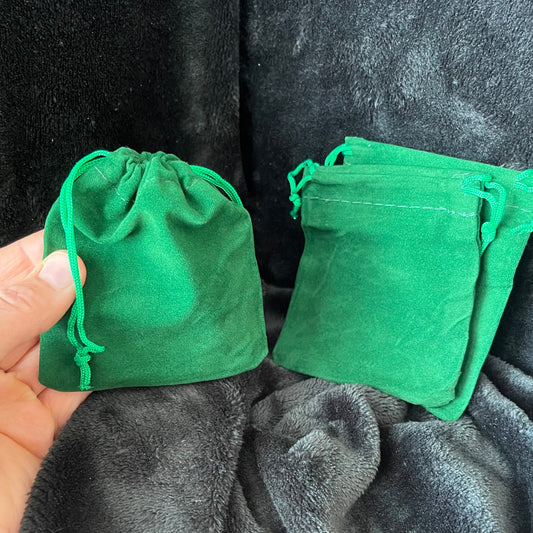 Green Velvet Drawstring Bag (Approx. 4” x 5") BAG-0159