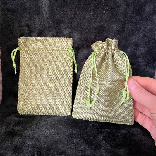 Olive Green Tweed Drawstring Bag (Approx. 4” x 6") BAG-0123