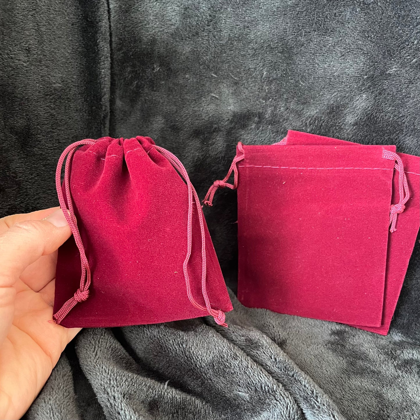 Burgundy Red Velvet Drawstring Bag (Approx. 4” x 5") BAG-0157