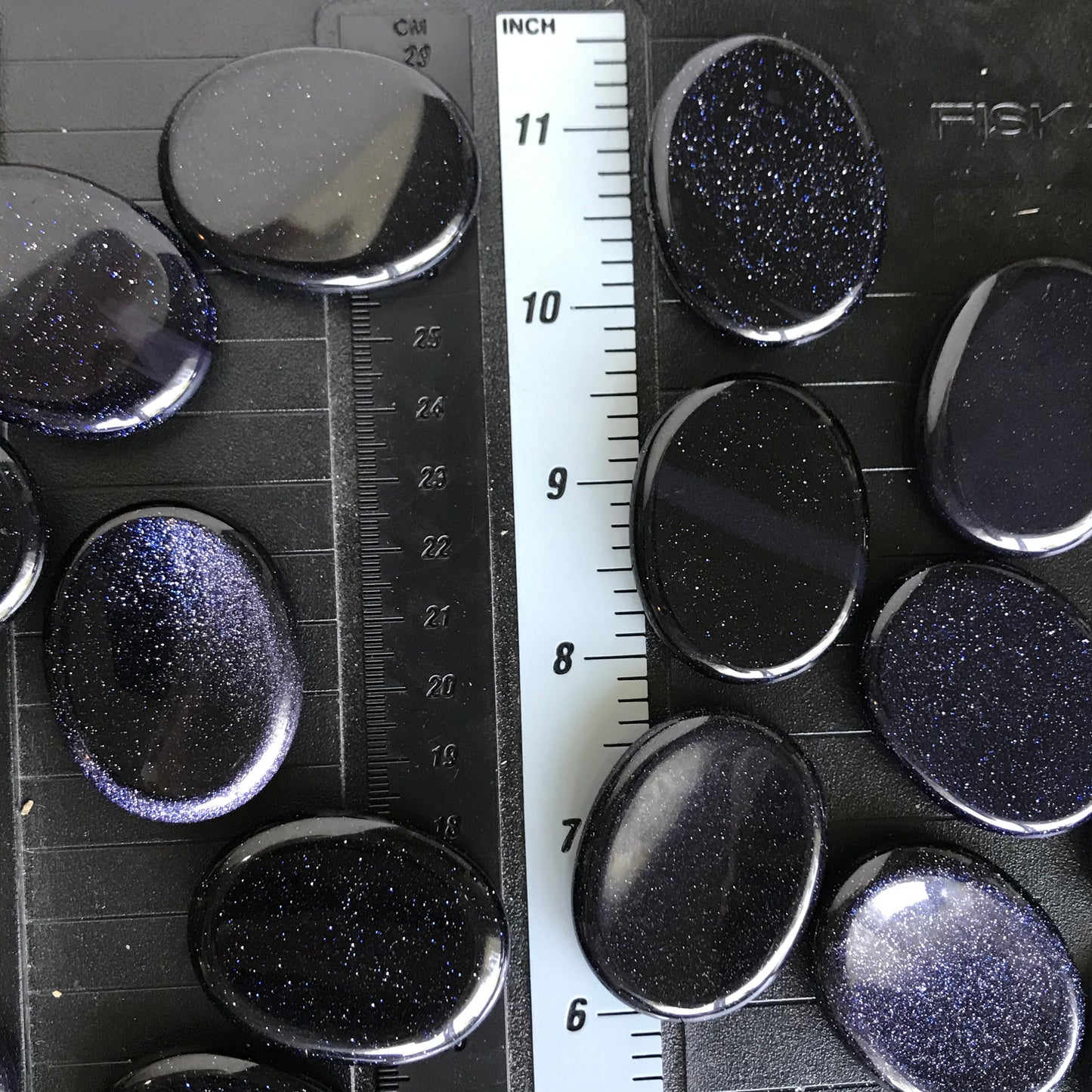 Blue Goldstone Worry Stone (Approx1/3/4" x 1 1/3")  Polished Stone for Wire Wrapping or Crystal Grid Supply 1381