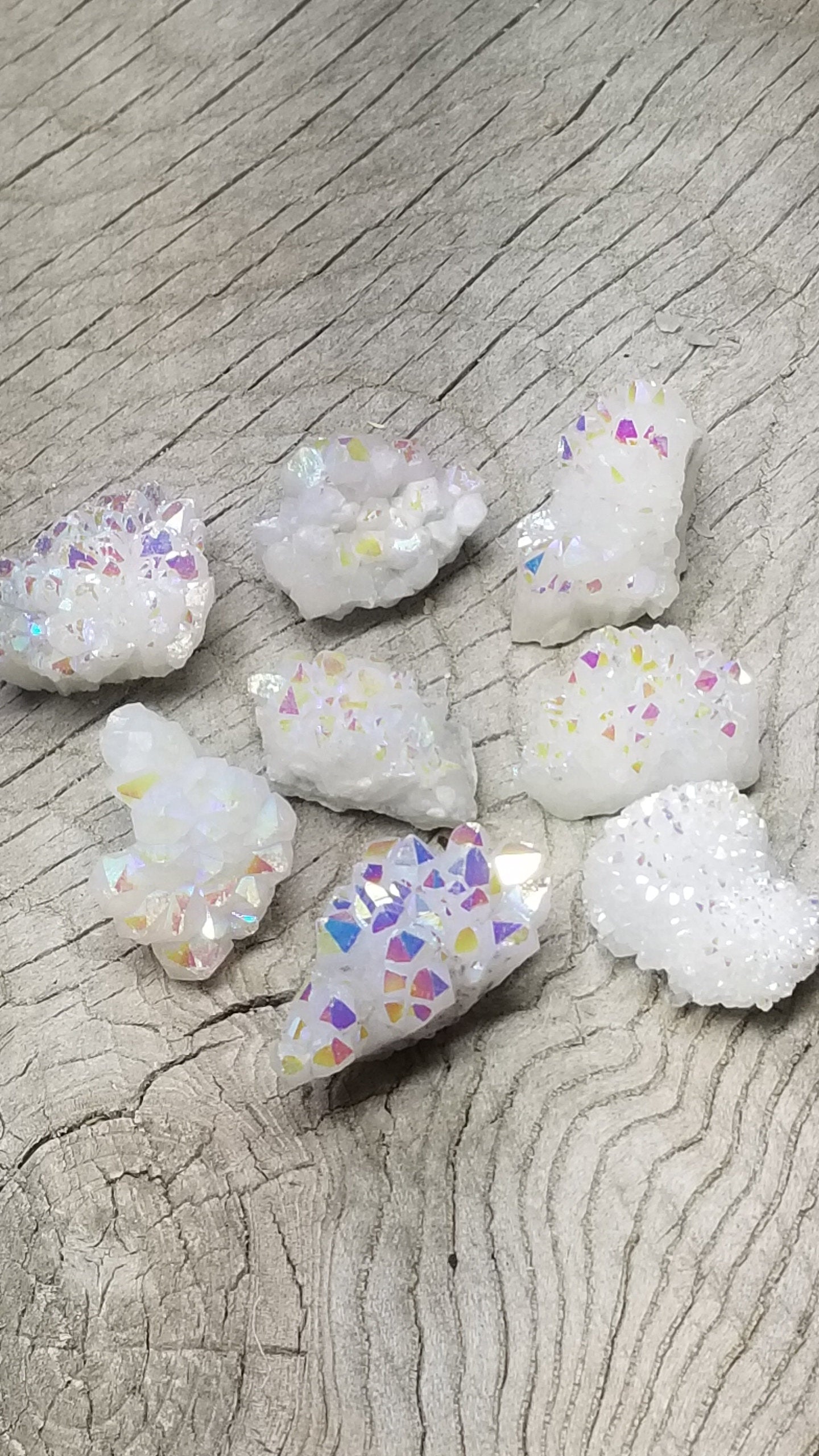 Angel Aura Quartz Cluster (Approx 1 1/2" -2 ") Shimmery Quartz Crystal, Healing Stone for Crystal Grid Making 0256